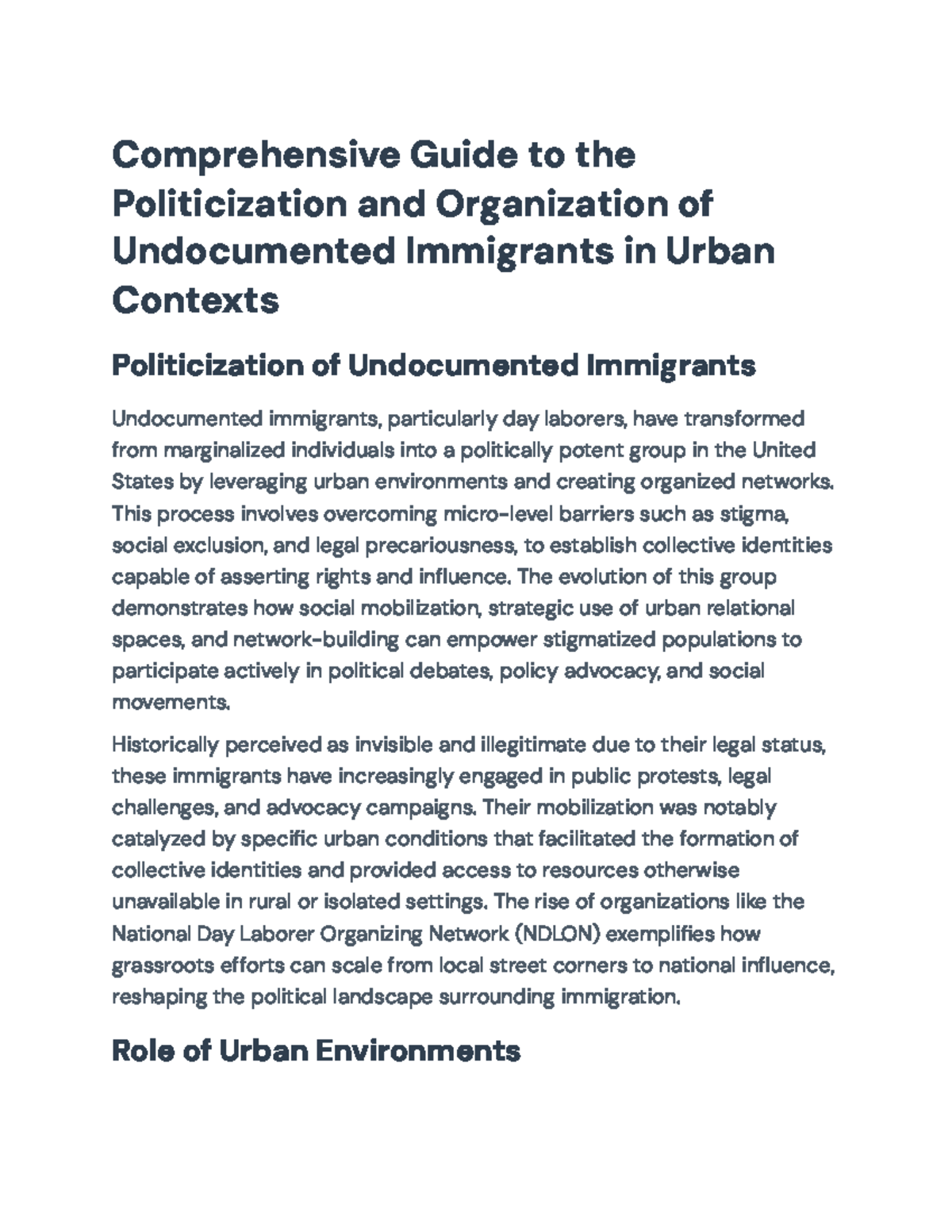 Comprehensive Overview of the Political Mobilization of Undocumented ...