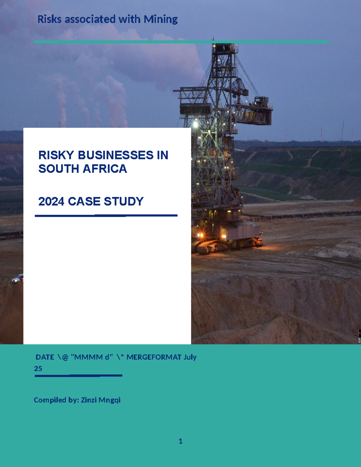 RISKY BUSINESSES IN SA: 2024 CASE STUDY ON MINING RISKS - Studocu