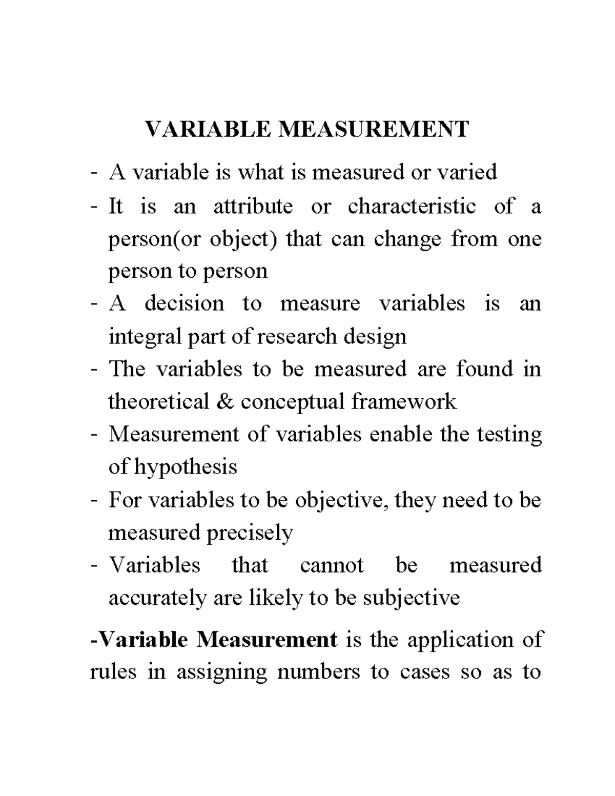 Variable Measurement and Scales: Understanding Measurement Types - Studocu
