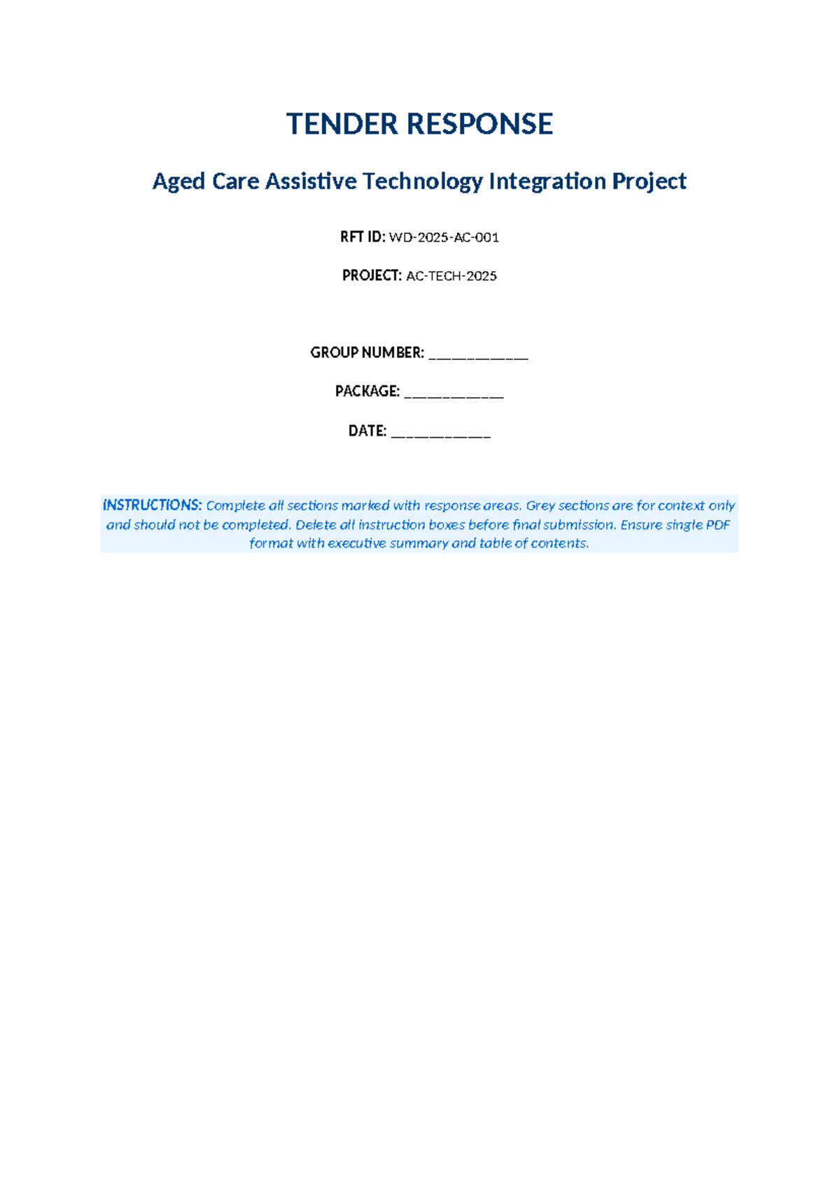 Aged Care Assistive Tech Integration Project Tender Response ...