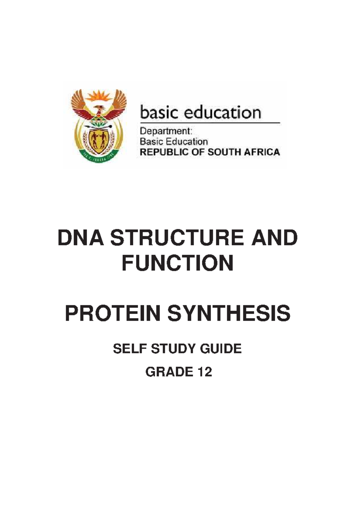 DNA Structure & Function: Protein Synthesis Study Guide (Grade 12 ...