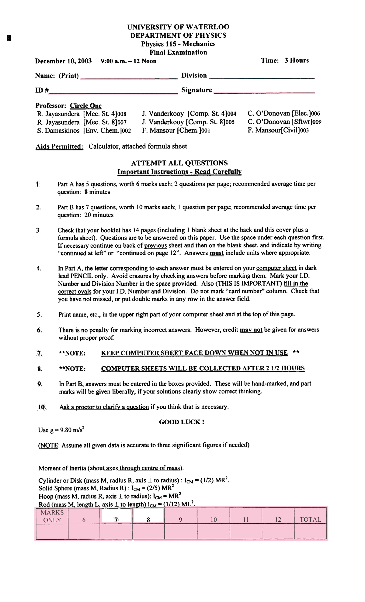 PHYS115FF03N - Comprehensive Final Exam Study Guide - Studocu