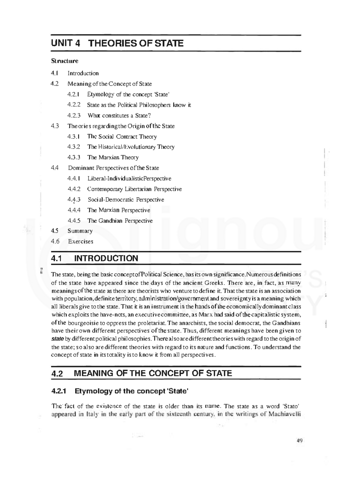 Unit-4: Theories of State - Political Perspectives and Origins - Studocu