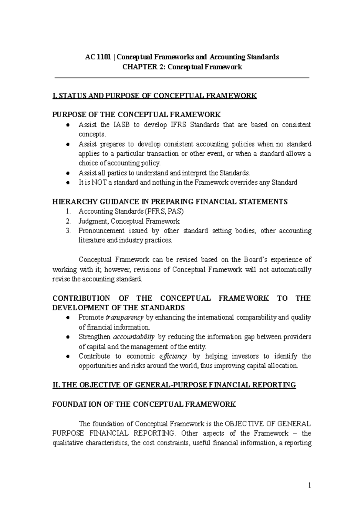 AC 1101 CFAS Chapter 2: Understanding the Conceptual Framework - Studocu