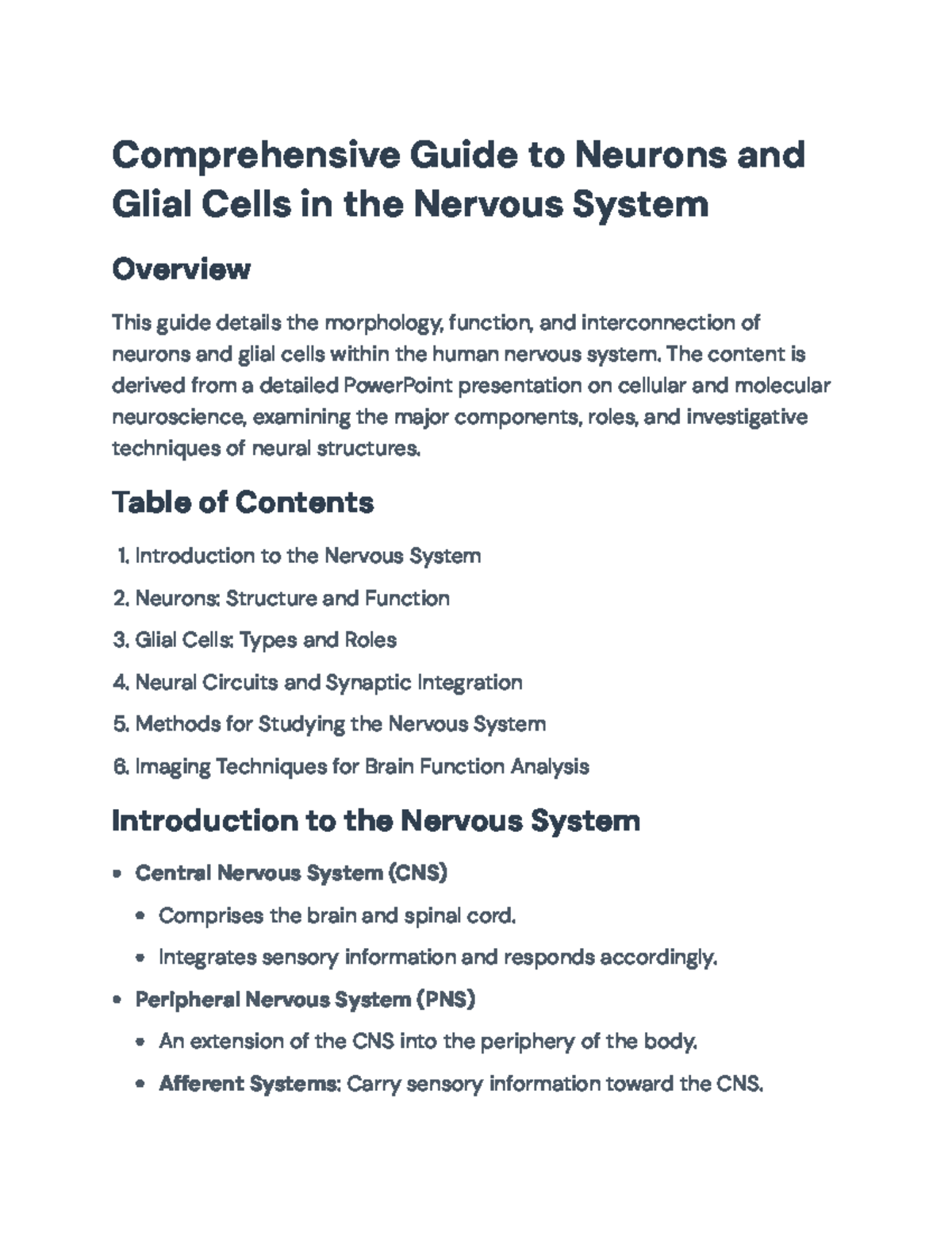 Comprehensive Guide to Neurons and Glial Cells in CNS: Study Resources ...