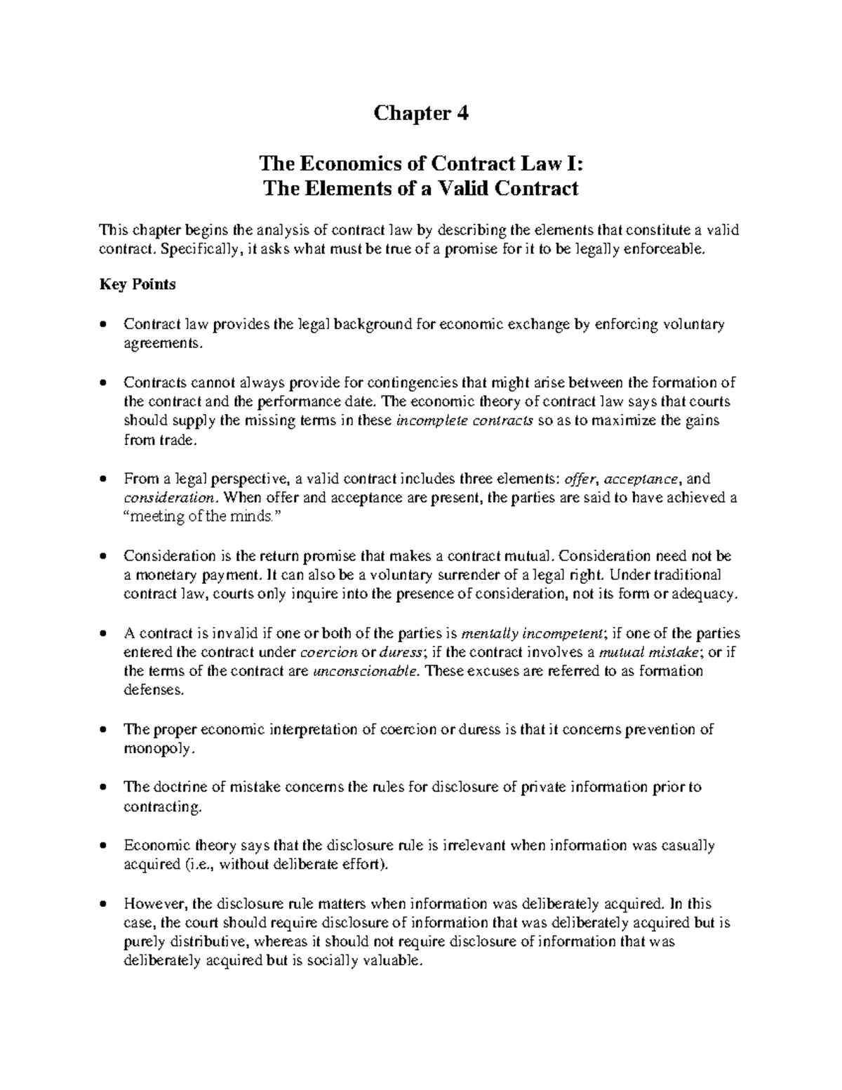 ECON 201: Chapter 4 - Elements of a Valid Contract in Economic Theory ...