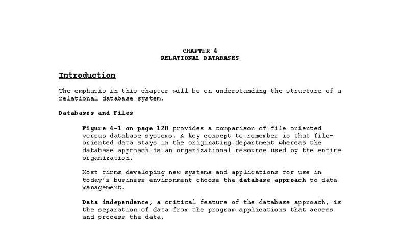 Chap 4 - Relational Databases: Key Concepts & Tutorial Questions - Studocu