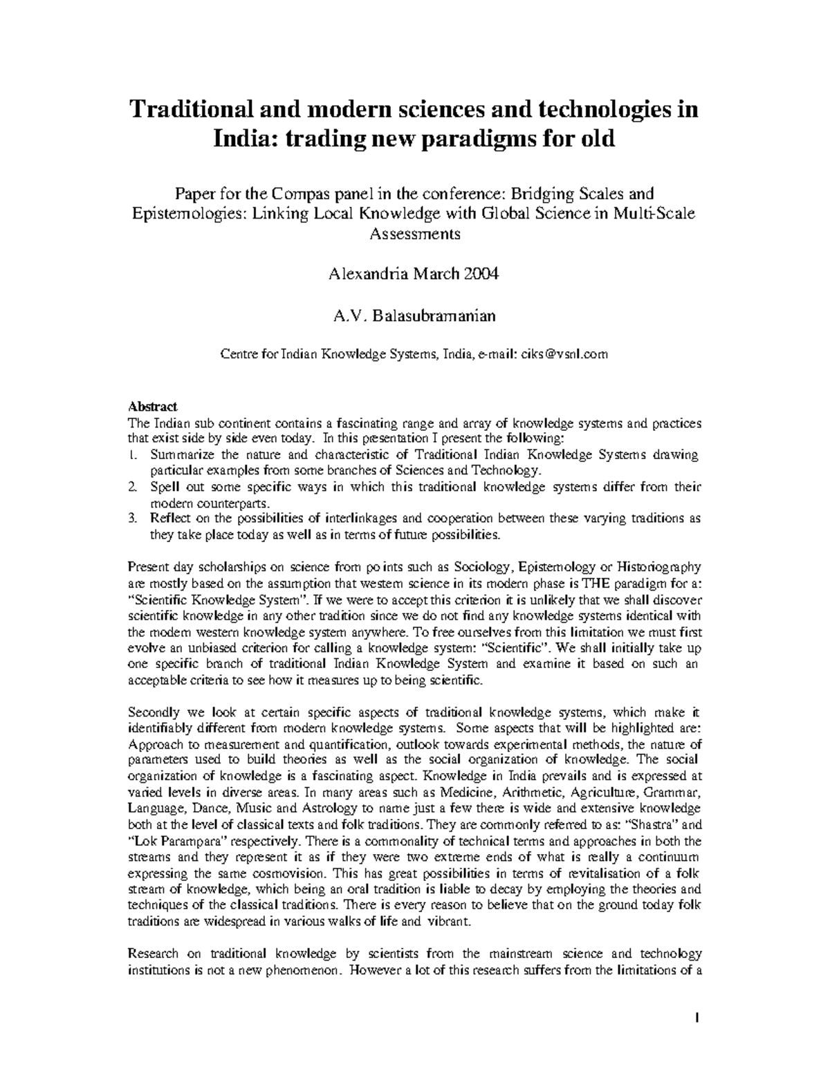 Traditional vs Modern Knowledge Systems in India: A Comparative Study ...