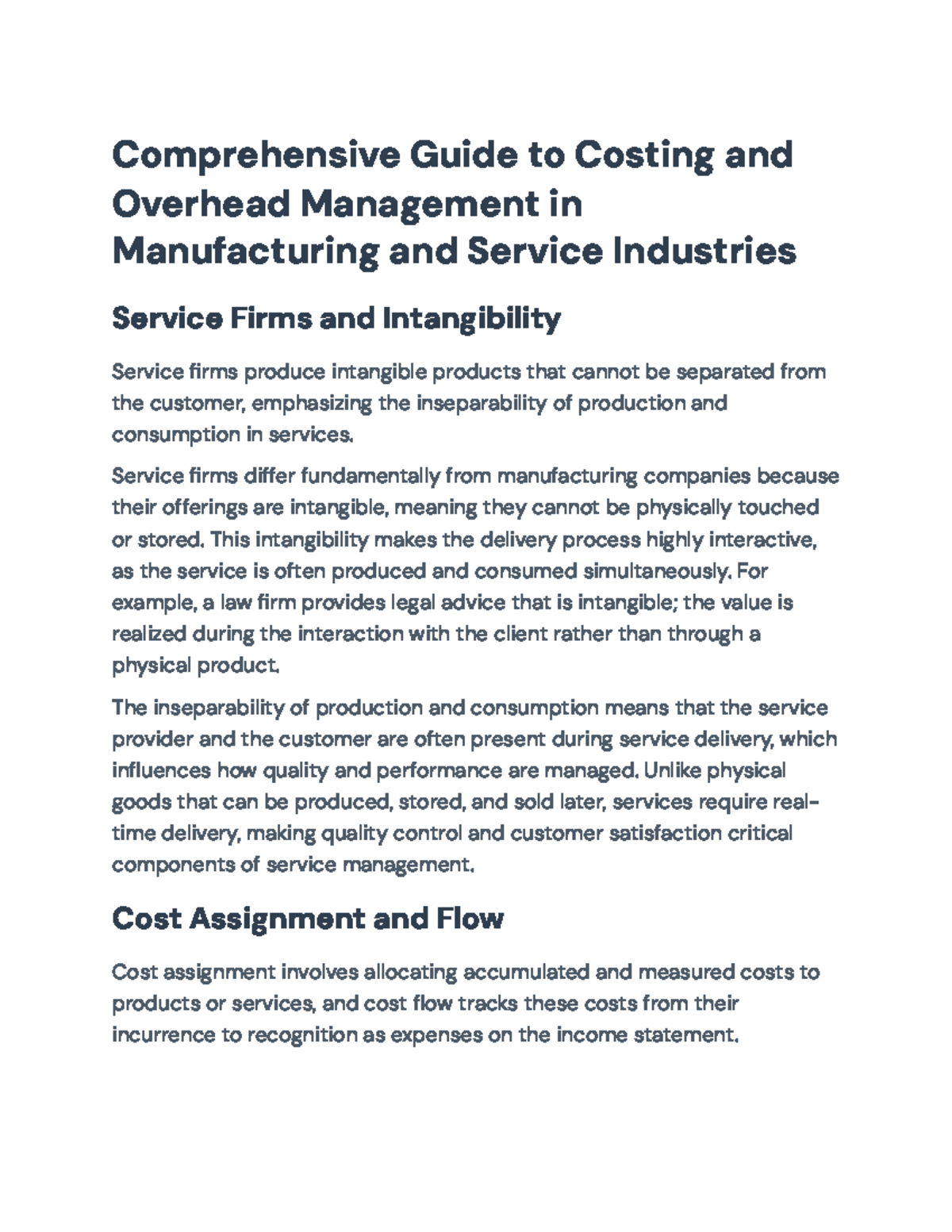 Comprehensive Overview of Costing & Overhead Management (ACC 201) - Studocu