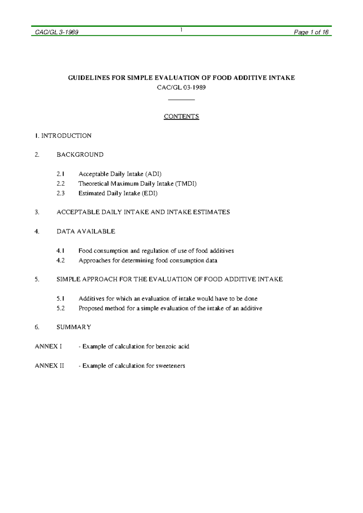 Guidelines for Simple Evaluation of Food Additive Intake (CXG 003E ...