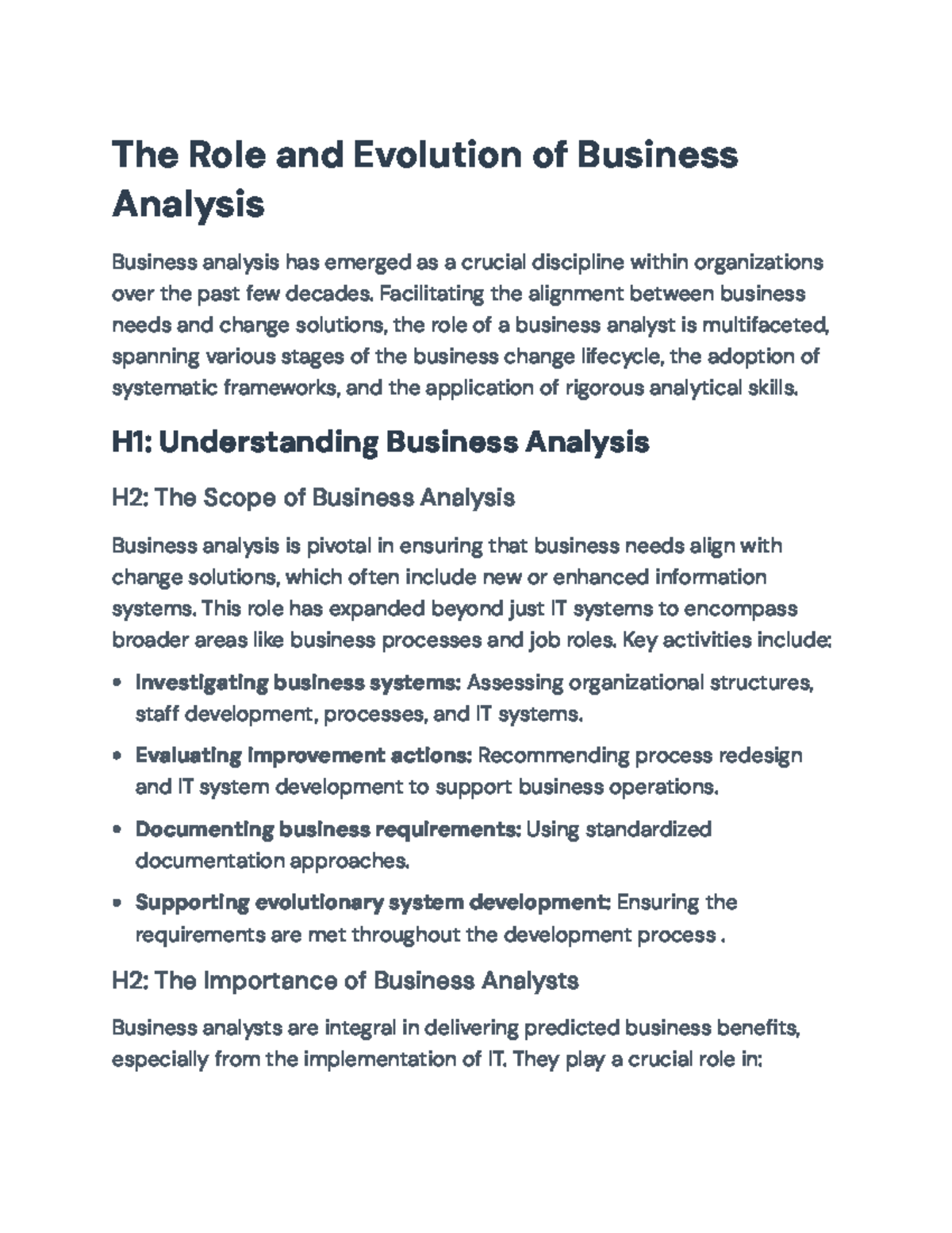 Business Analysis: Role, Challenges, and Future Insights - The Role and ...