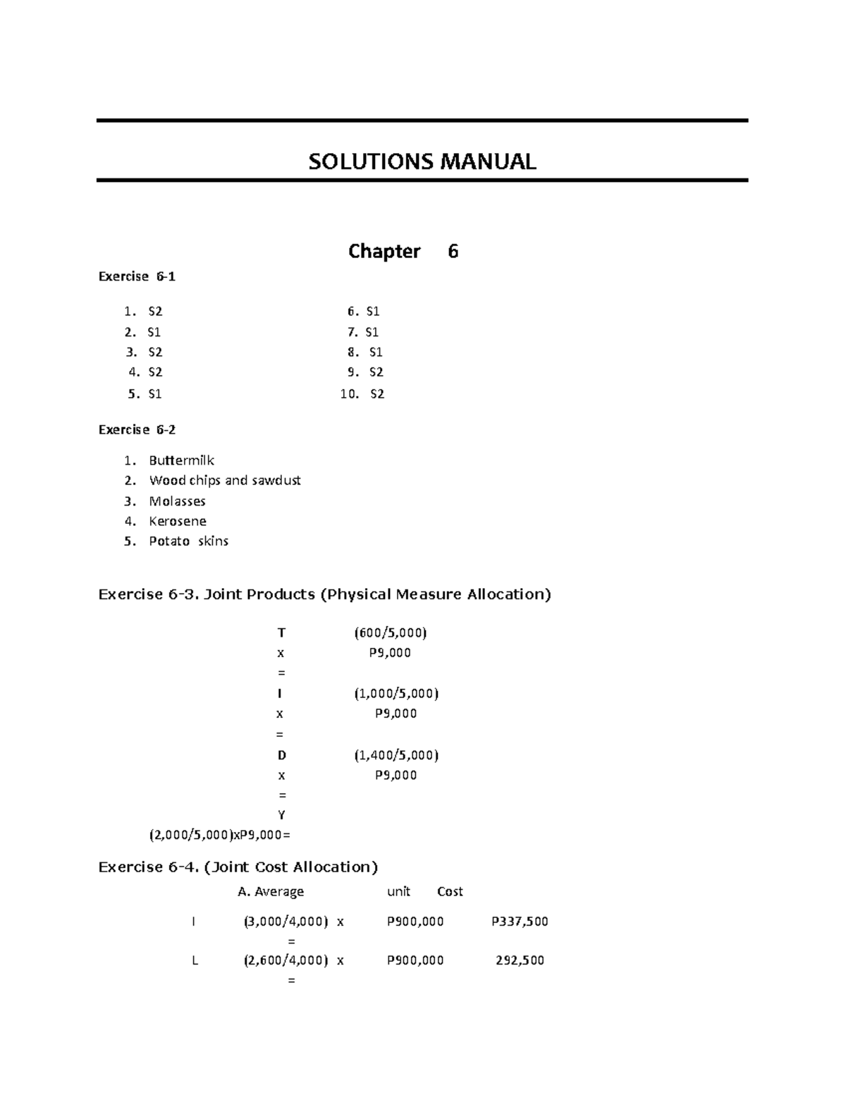 JPC 2022: Solutions Manual for Chapter 6 on Cost Accounting - Studocu
