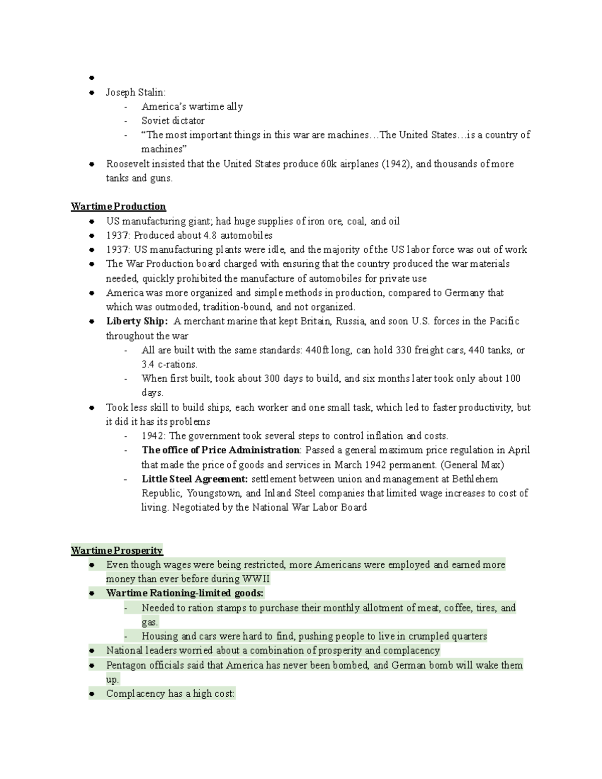 Apush 23 - Chapter 23 Notes - Joseph Stalin: - America’s wartime ally ...