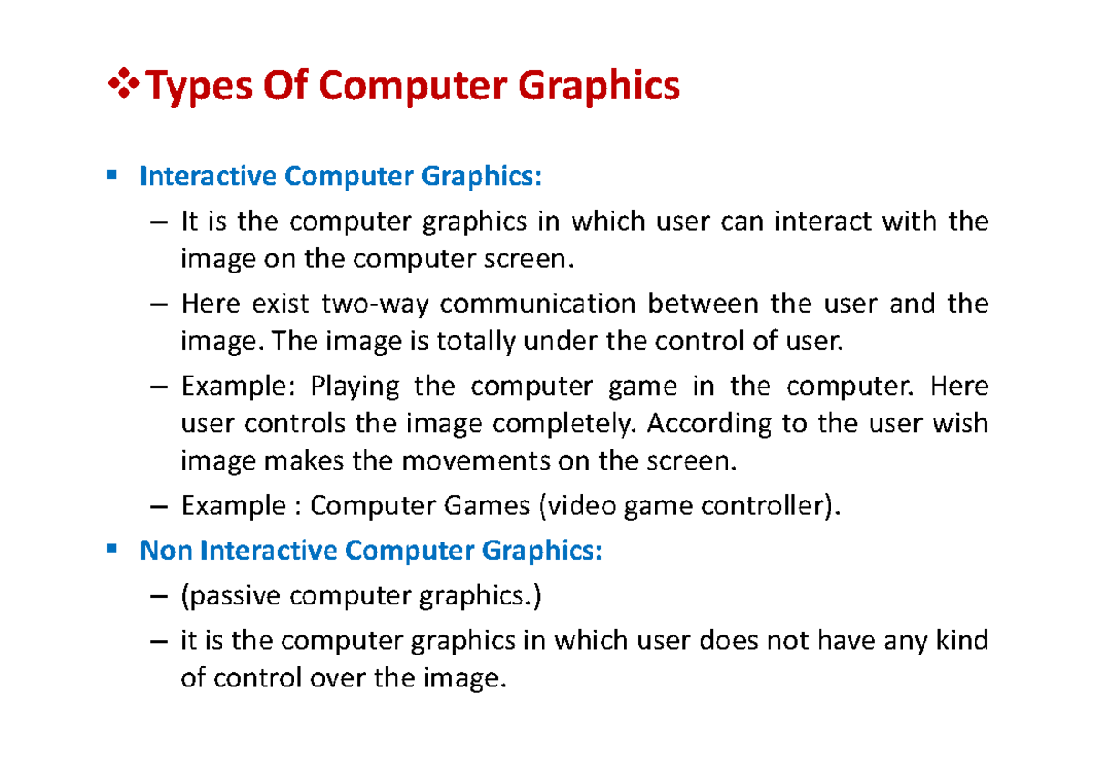 Pre3 - Introduction to Types of Computer Graphics - Studocu