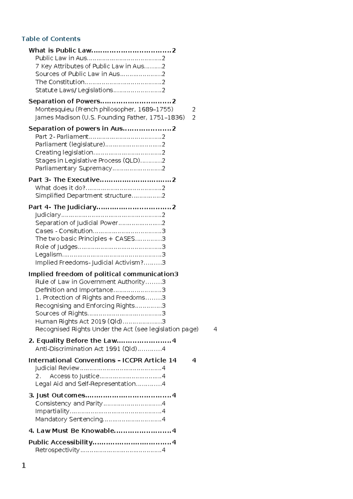 PUB LAW Cheat Notes: Key Concepts and Principles in Australian Public ...