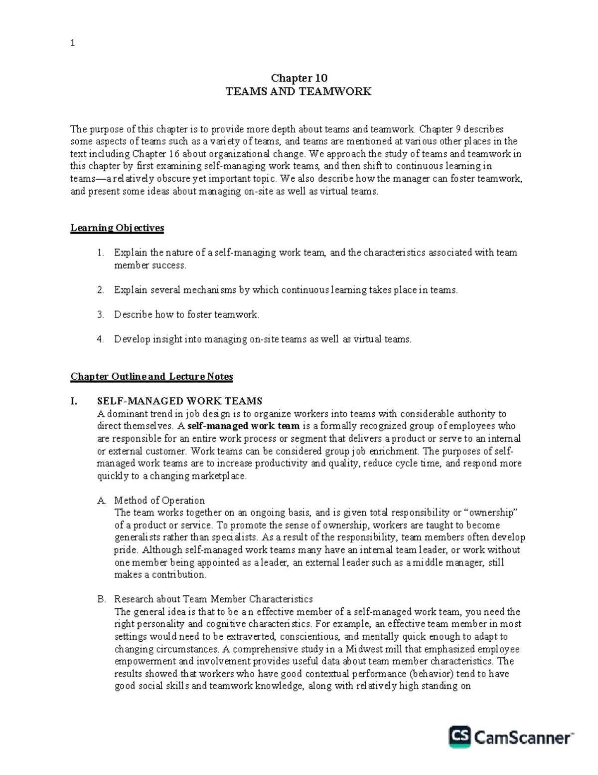 Chapter 10: Teams and Teamwork Insights (10211027) - Studocu