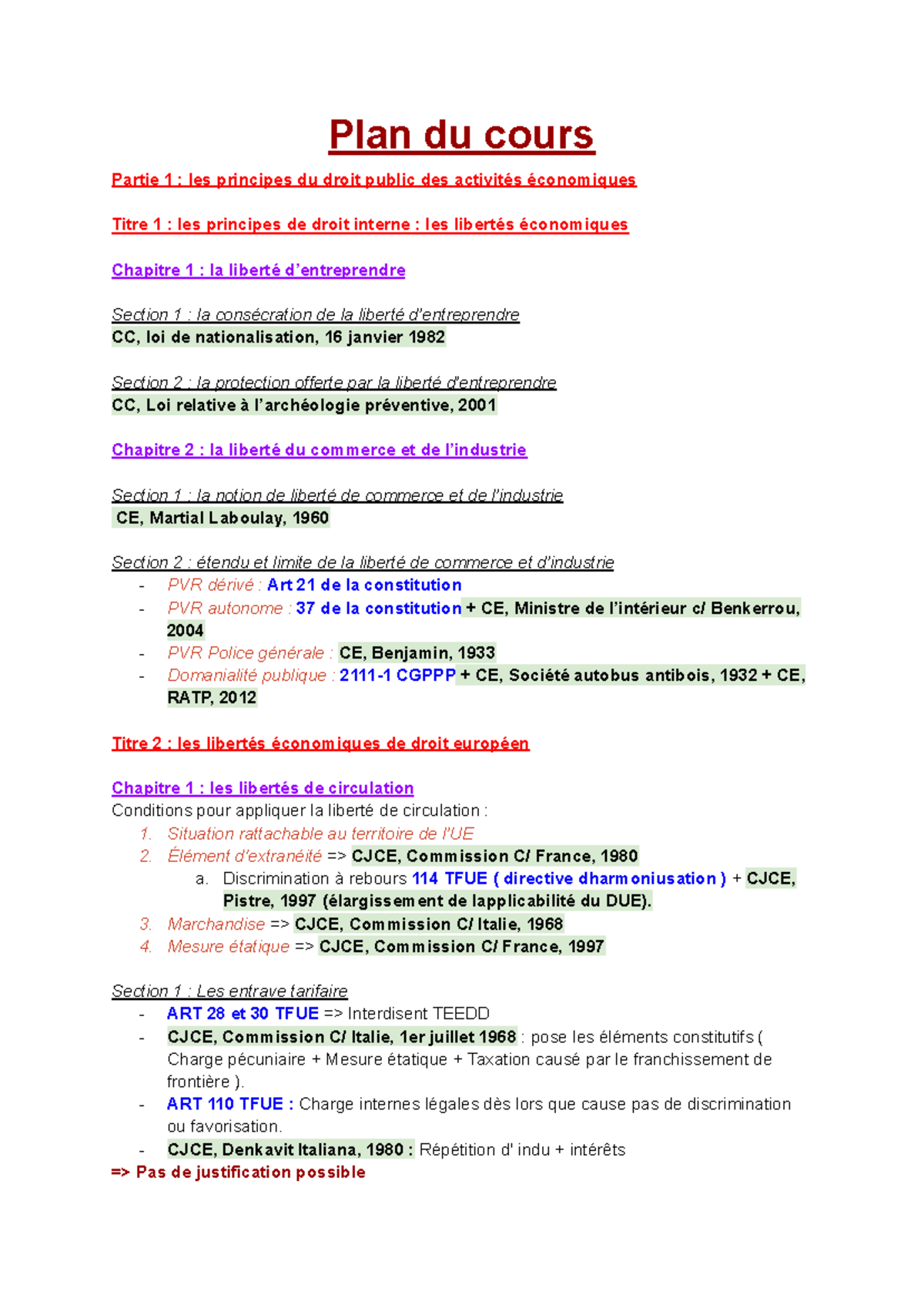 Plan du cours - pas complet - Plan du cours Partie 1 : les principes du ...