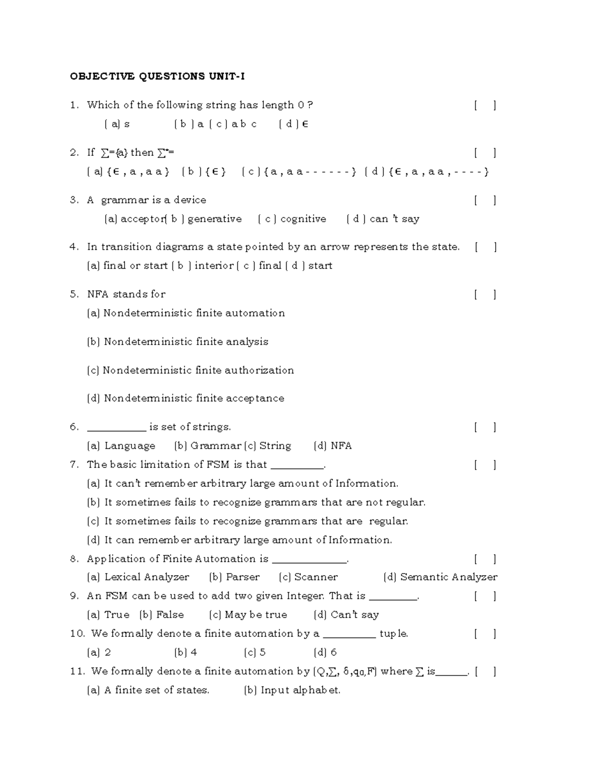 FLAT-OBJ Quiz Questions & Answers (Vignan) - Studocu