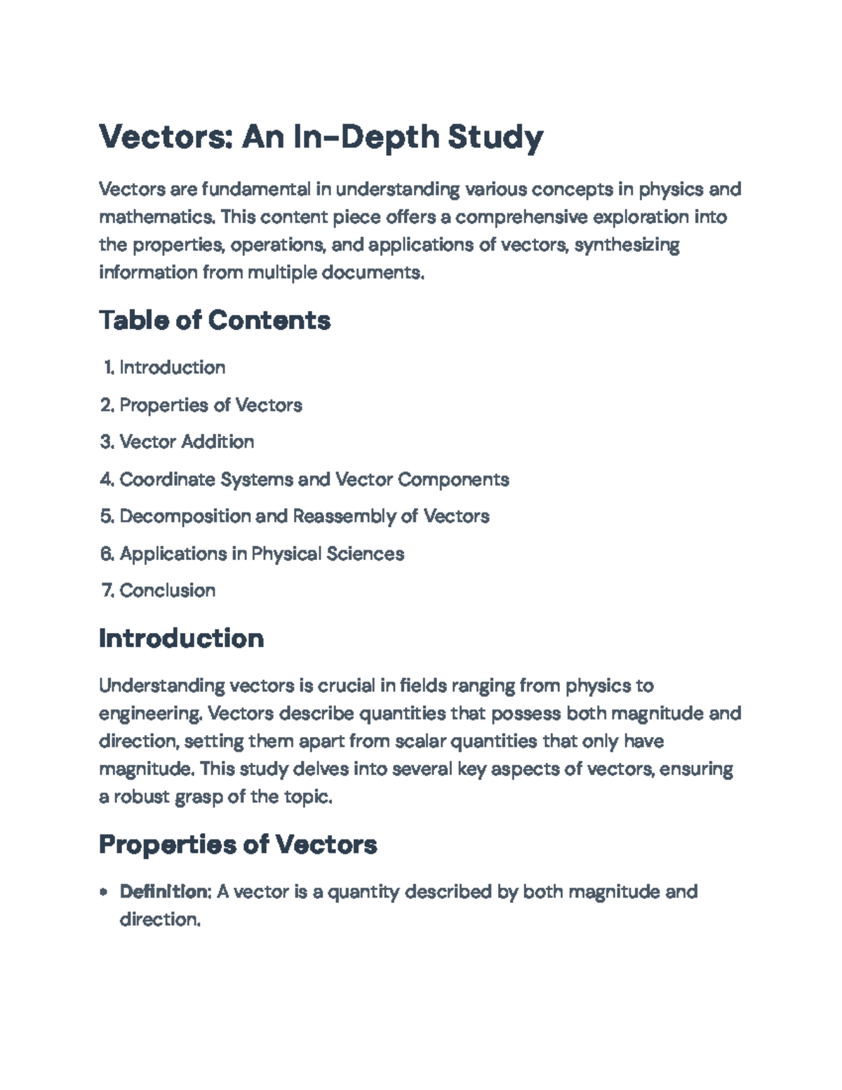 Vectors: Comprehensive Properties & Applications Overview - Studocu