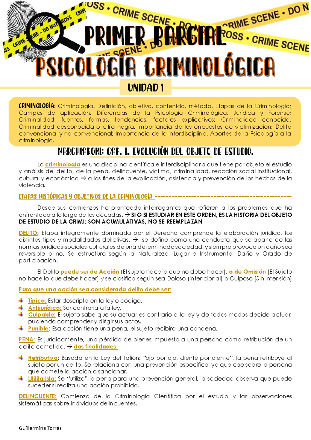 1er Parcial Criminología (CRIM101): Definición, Métodos y Aplicaciones ...