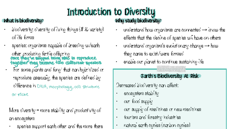 Biology 11 - Comprehensive Class Notes on Biodiversity and Genetics ...