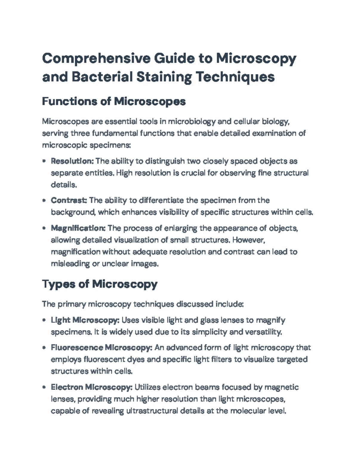 Comprehensive Guide to Microscopy & Staining Techniques - BIOL 101 ...