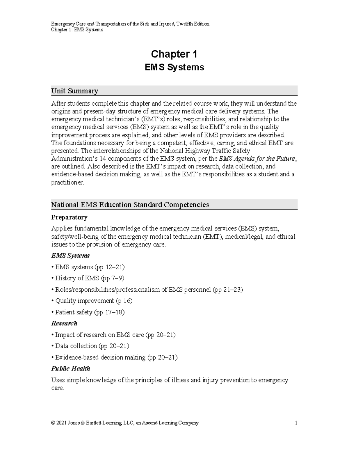 EMT 101: Overview of EMS Systems - Chapter 1 Summary and Insights - Studocu
