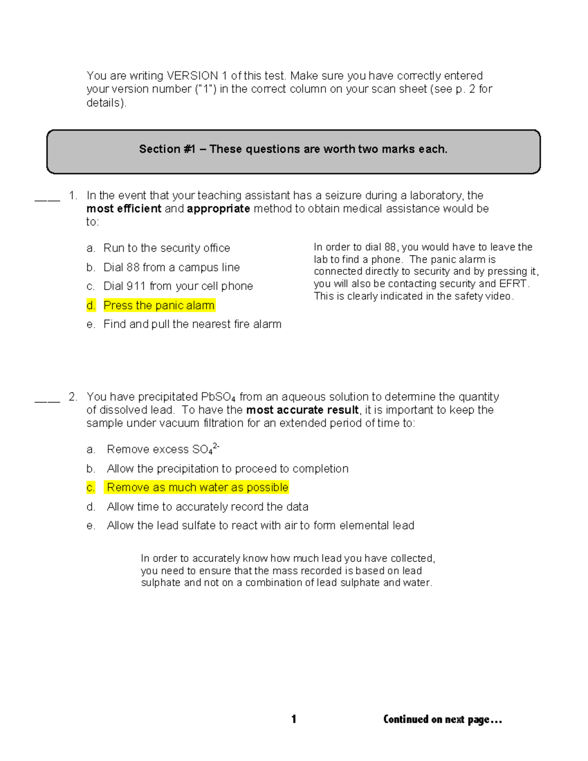 Chem 1A03 Test 1 Past Exam Questions and Solutions - Studocu