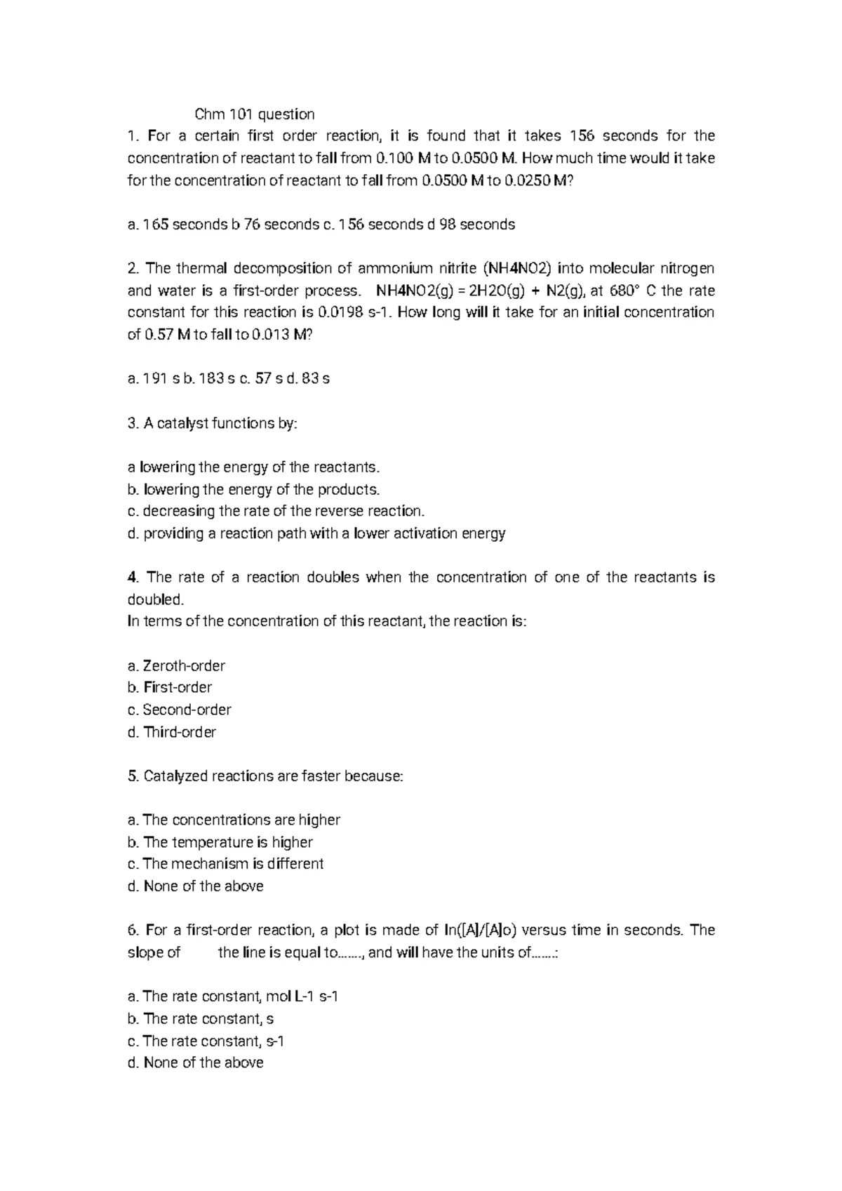 CHM 101 Final Exam Notes: Chemical Equations & Stoichiometry - Studocu