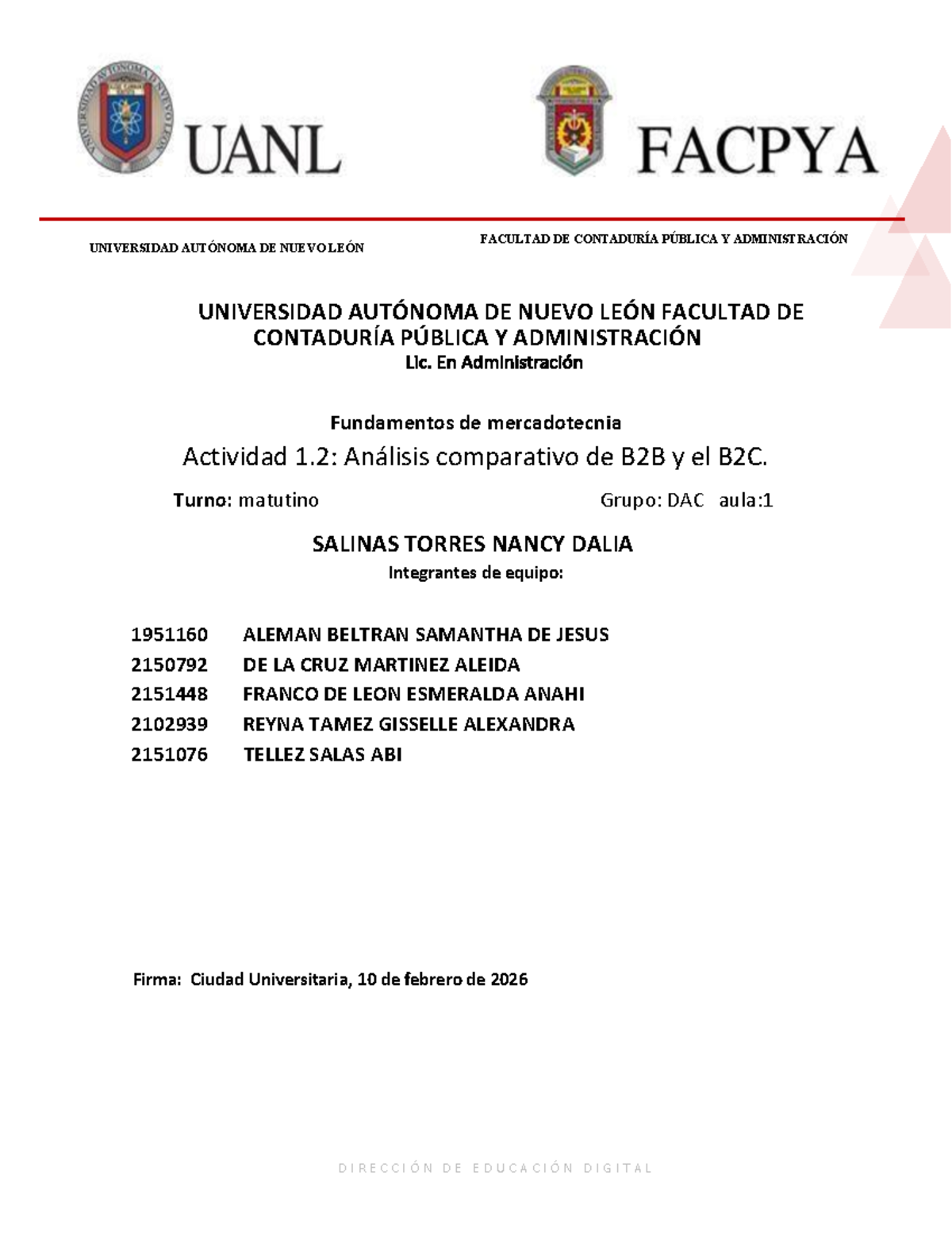 FMER ACT1: Análisis Comparativo B2B y B2C en Mercadotecnia - Studocu