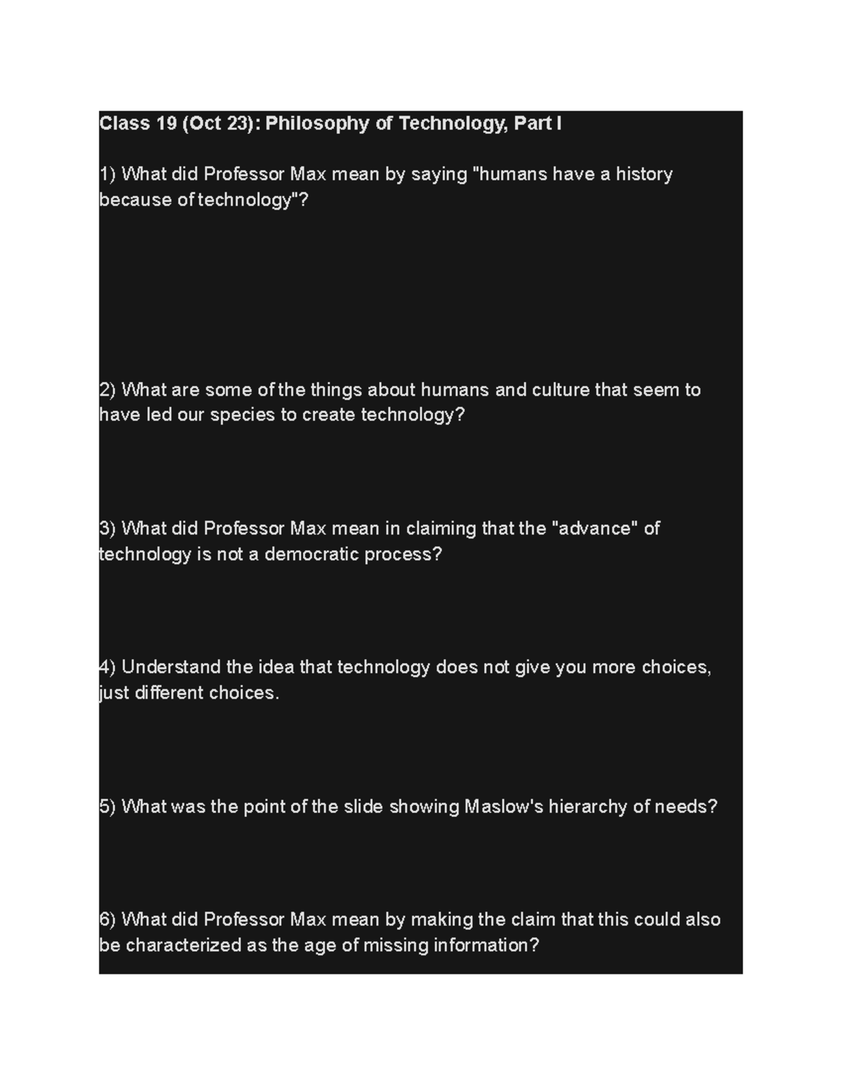 Philosophy of Technology and Moral Theory Lecture Notes - Studocu