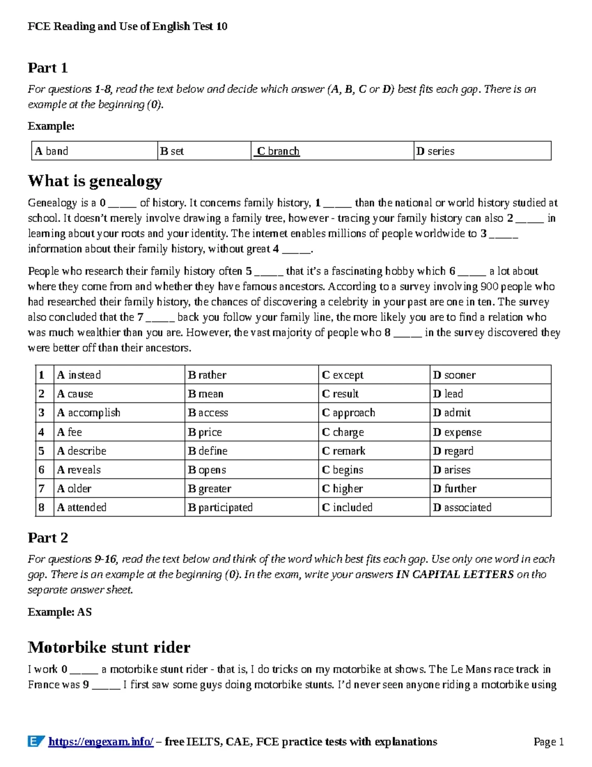 FCE Reading and Use of English Test 2: Practice Questions and Answers ...
