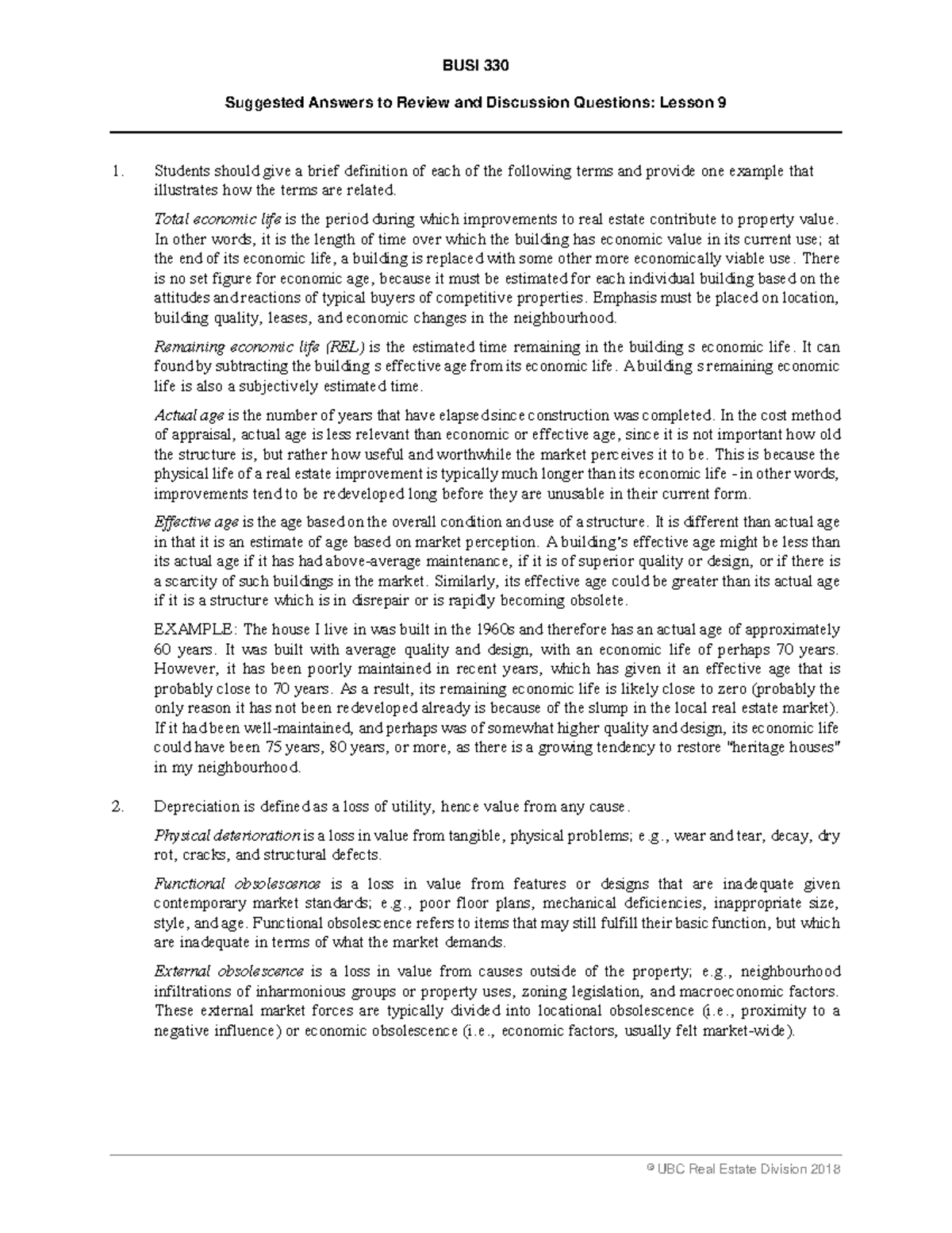 Busi 330 Lesson 9 Suggested Answers To Review Discussion Questions