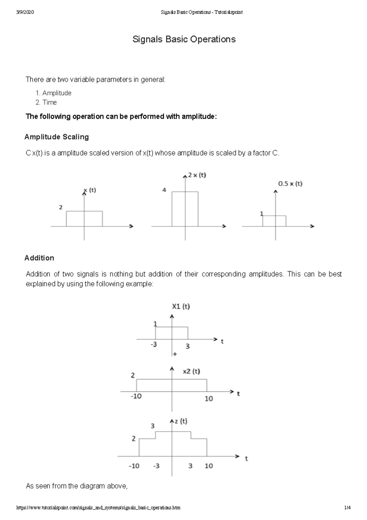 1-Signals Basic Operations - AmplitudeAmplitude 2. TimeTime The ...