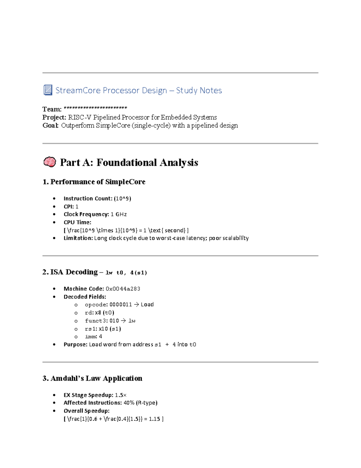 Pipelined Processor Design Study Notes for Embedded Systems (CSE 202 ...