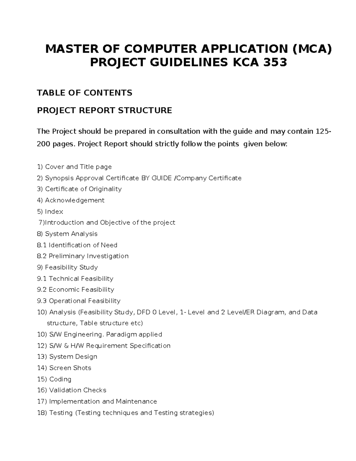 Project formate for kca353 - MASTER OF COMPUTER APPLICATION (MCA ...