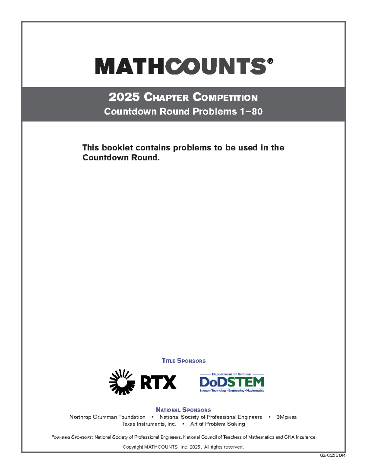 2025 Chapter Countdown Round Problems - Complete Guide - Studocu