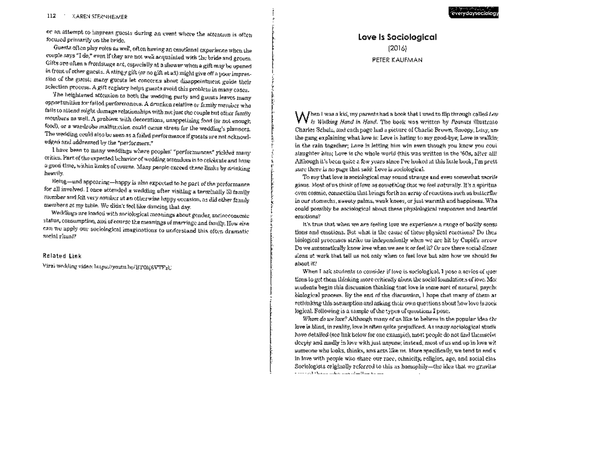 The Sociology of Love: Women's Experiences and Insights (SOC101) - Studocu