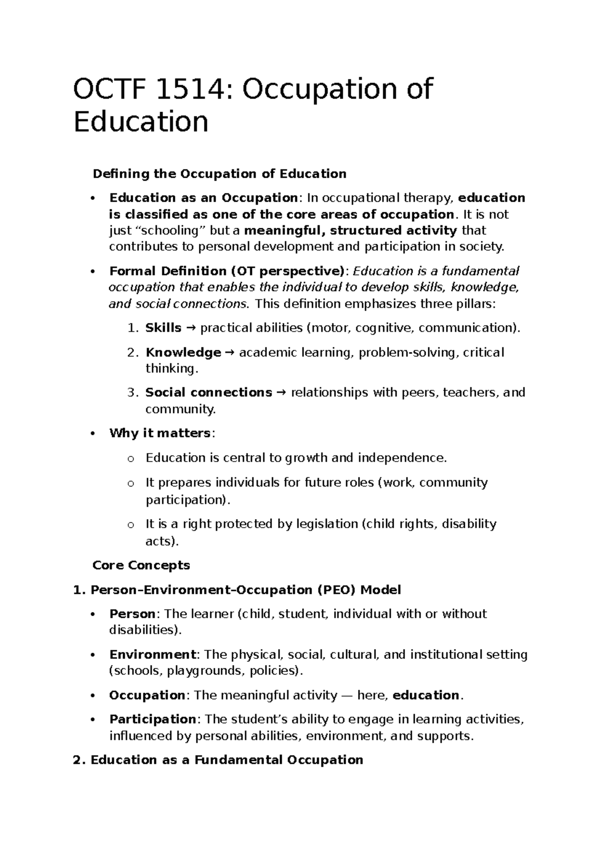 OCTF 1514: Understanding Education as a Core Occupational Therapy Area ...