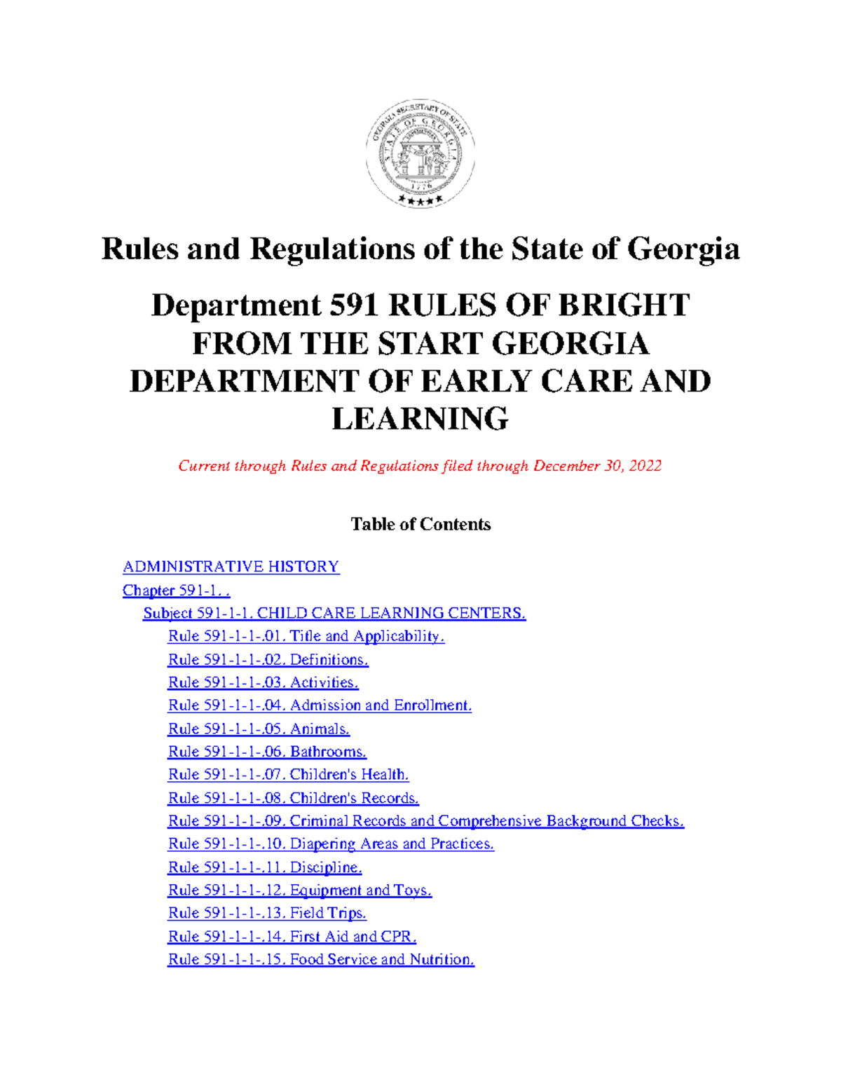 Department 591 Rulesofbrightfromthestartgeorgiadepartment ...