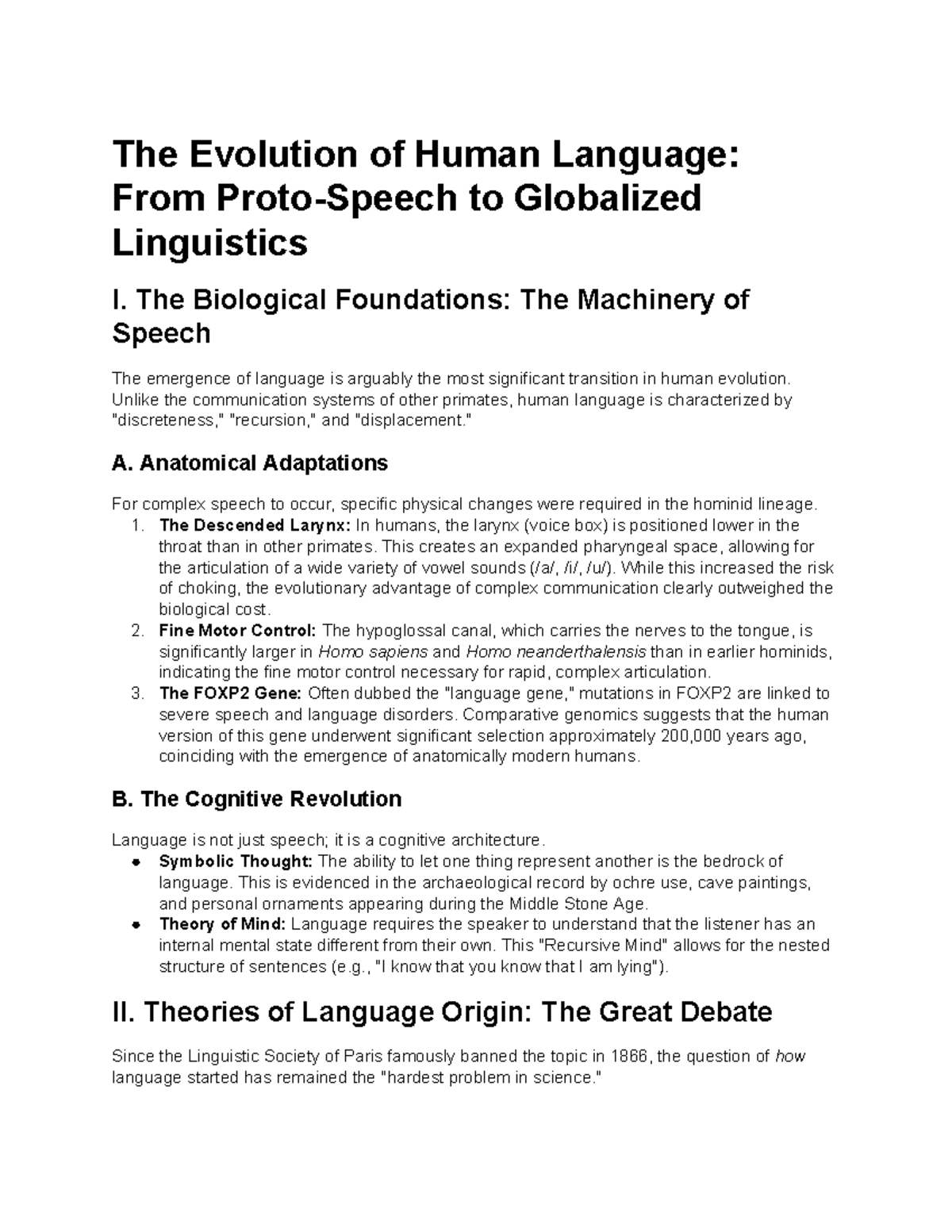 The Evolution of Human Language: Biological Foundations & Theories ...