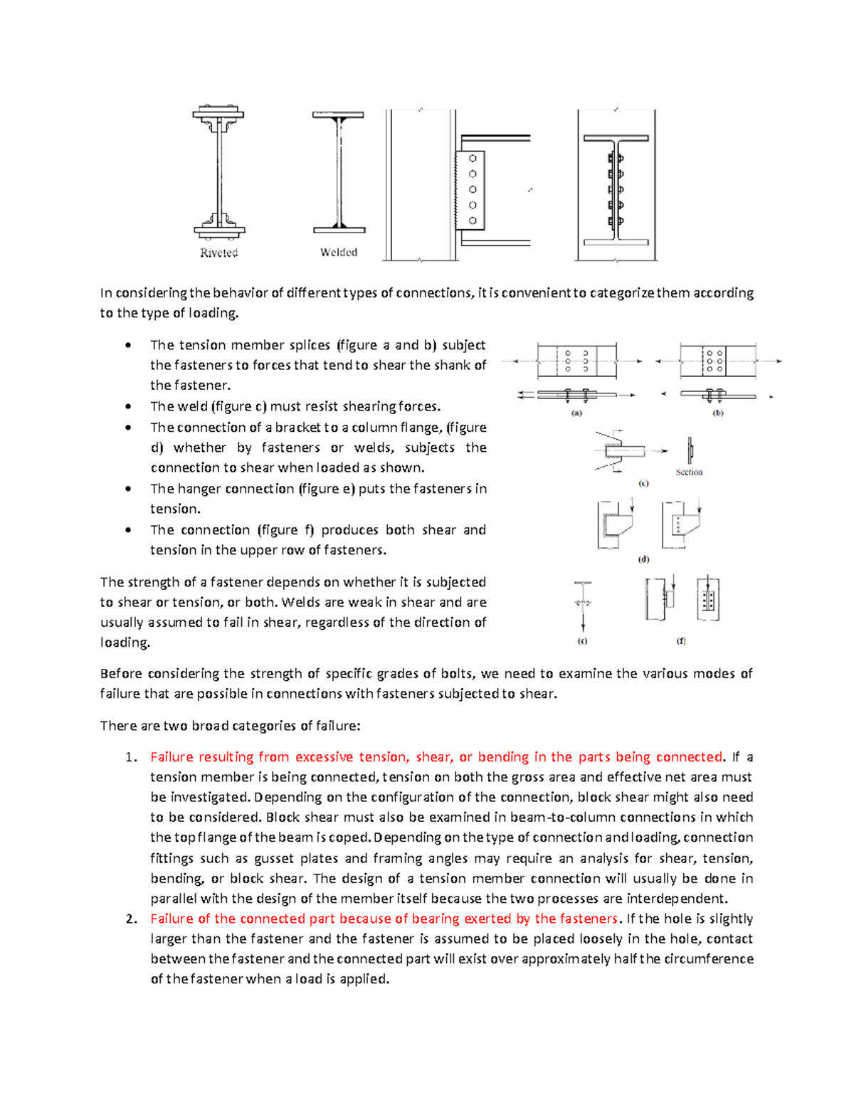 Notes on Bolted Connections: Shear and Tension Behavior in Joints - Studocu
