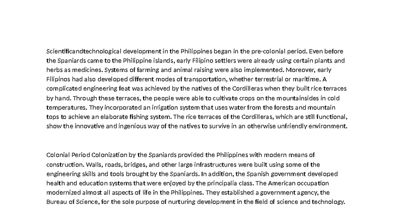 Science Essay: Technological Development in the Philippines - Studocu