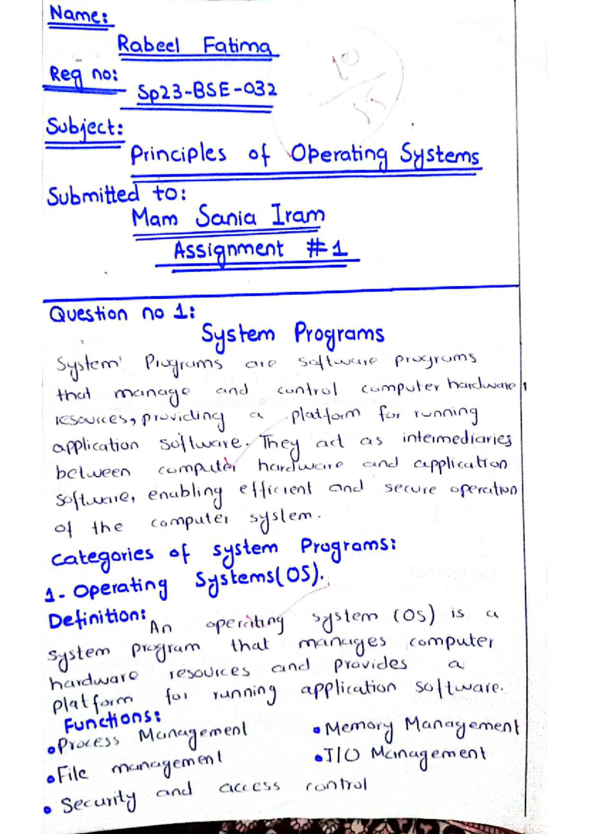 Principles of Operating Systems (COS101) - Assignment 1 Overview - Studocu