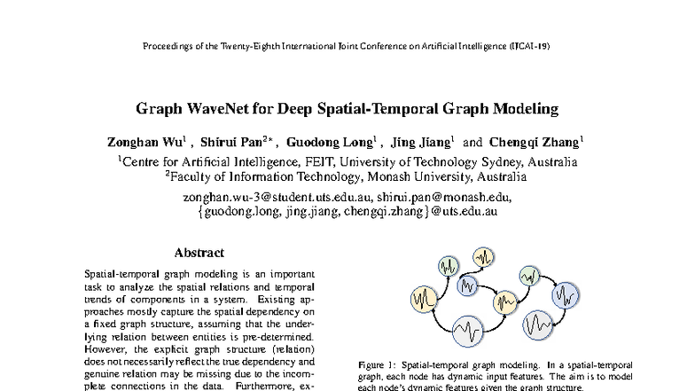Graph WaveNet for Deep Spatial-Temporal Graph Modeling - Studocu