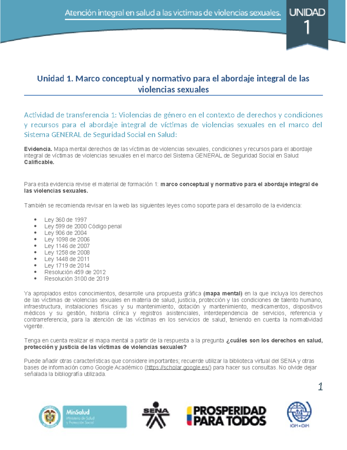 Actividad de Transferencia 1: Abordaje de Violencias Sexuales en Salud ...