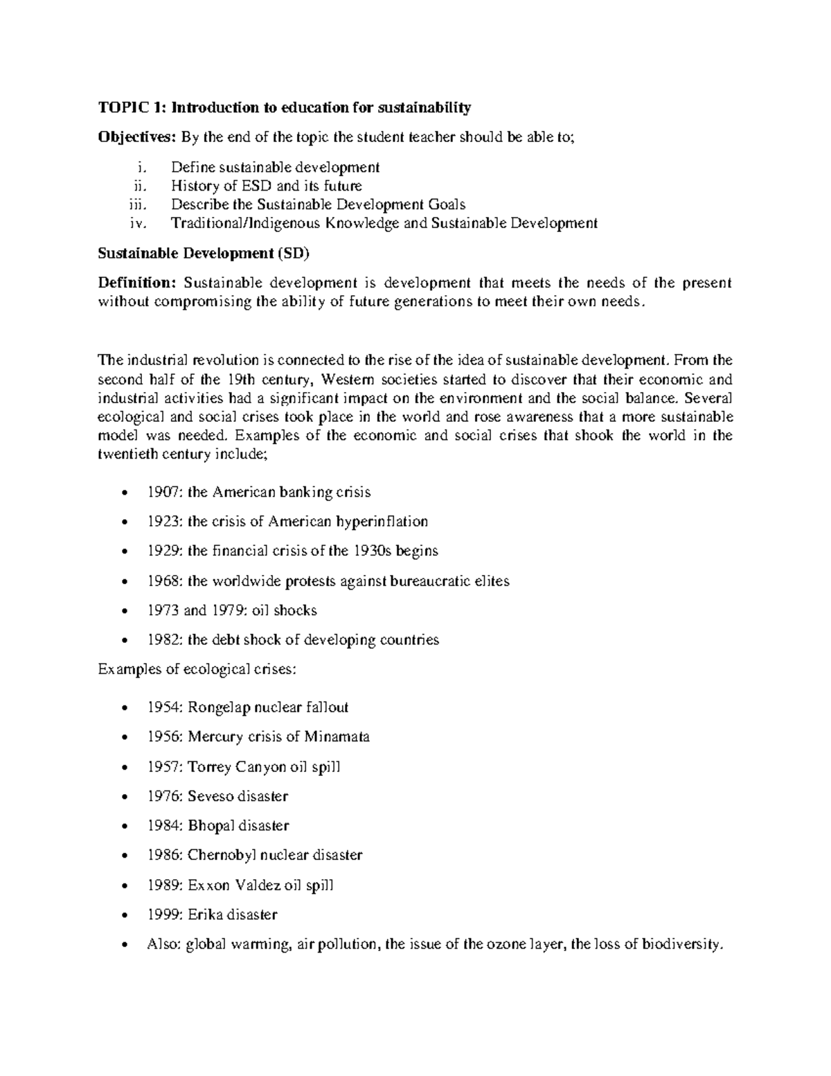 ESM 421 Introduction to Education for Sustainability: Key Concepts and ...