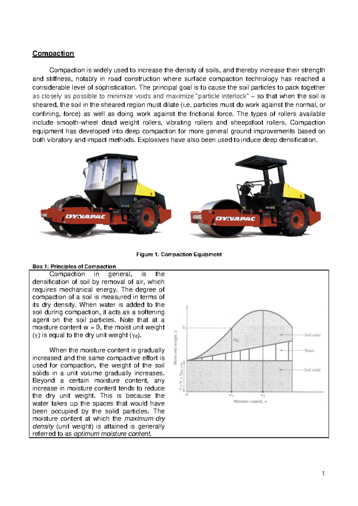 Compaction Summary for GEOTECHNICAL ENGINEERING 1: Key Principles ...