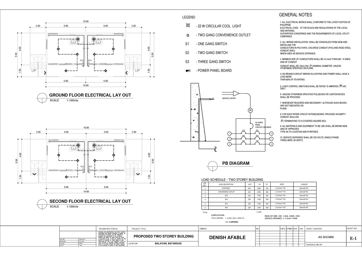 B6 - Electrical Layout and Specifications for Two Storey Building - Studocu