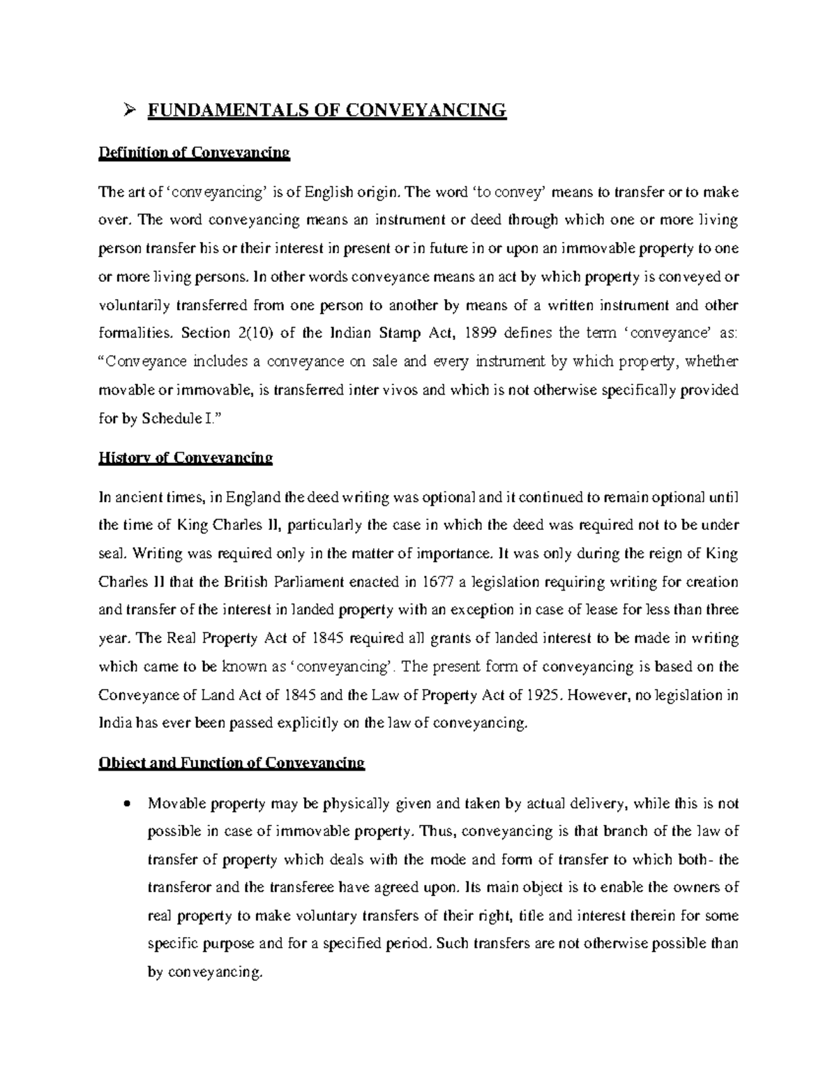 Module 4: Fundamentals of Conveyancing Drafting Notes - Studocu